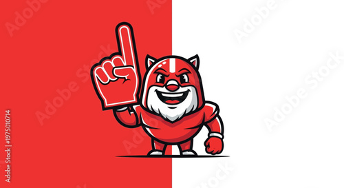 Energetic Mascot Character With Foam Finger Cheerful And Ready For Action