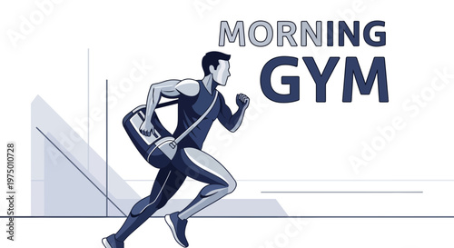 Energetic Morning Gym Runner With Sports Bag Illustration