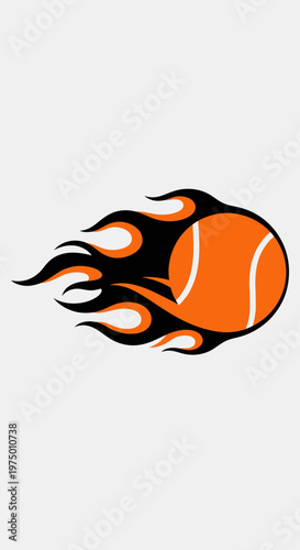 Energetic Tennis Ball Blaze Graphic Design Emblem For Sporting Excellence