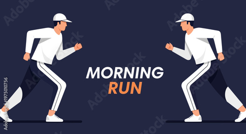 Energetic Morning Run Concept With Active Individuals Training