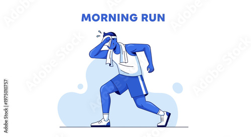 Energetic Morning Run Athlete Sweating While Exercising Outdoors