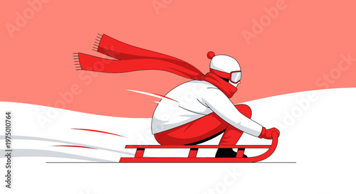 Energetic Winter Sledding Adventure Dynamic Speed and Thrill On Snow