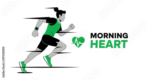 Energetic Morning Runner With Heartbeat Icon And Text
