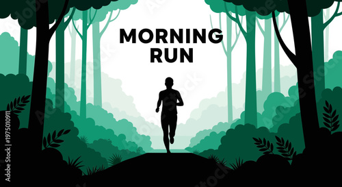 Energizing Forest Sunrise Jogger Silhouette In Vibrant Green Hues