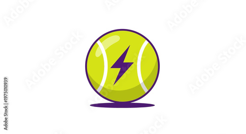 Energetic Tennis Ball With Lightning Bolt Icon Symbolizing Power
