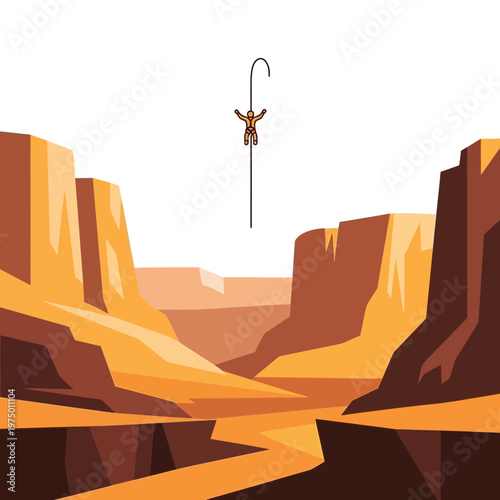 Epic Canyon Adventure Person Ascending Towards Sky