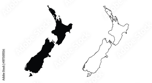 A contrasting depiction of new zealand s north and south islands black and white high quality