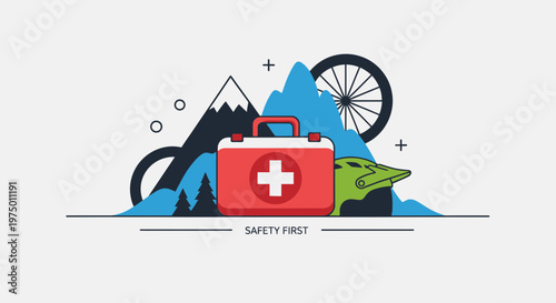 Essential Outdoor Adventure Safety Kit And Equipment Illustration
