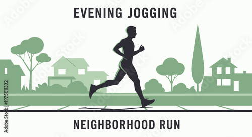Evening Jogging And Neighborhood Run Silhouette Of A Runner