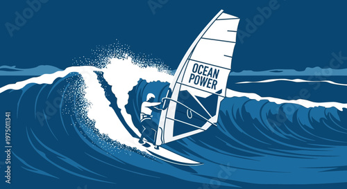 Epic Windsurfing Action Riding Majestic Ocean Waves