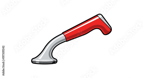 Ergonomic Red And Silver Curved Handle Design Object