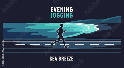 Evening Jogging By The Sea Breeze Lifestyle Illustration