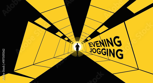 Evening Jogging In A Graphic Tunnel Of Yellow And Black
