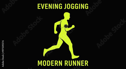 Evening Jogging Modern Runner Silhouette Active Lifestyle