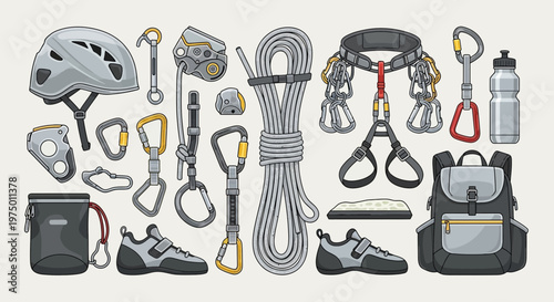 Essential Climbing Adventure Gear Kit Safety Equipment For Outdoor Exploration