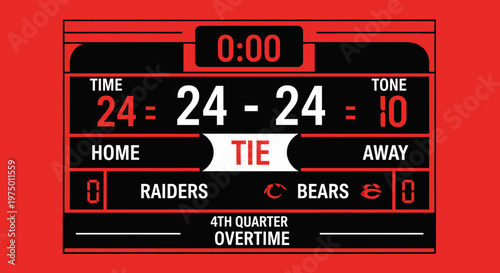 Exciting Sports Game Tied Scoreboard Visual Overtime Dramatic Finish
