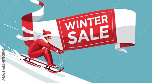 Exciting Winter Sale Announcement With Sledding Rider