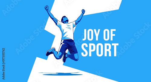 Exhilarated Athlete Jubilantly Leaping Midair Celebrating Sporting Triumph