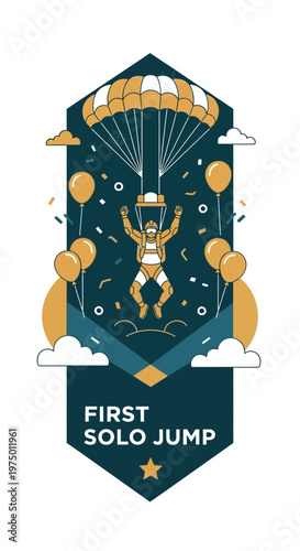 Exciting First Solo Skydive Adventure Celebration With Balloons and Confetti