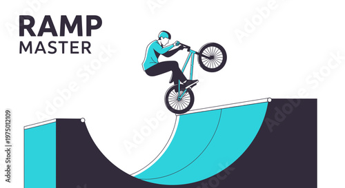 Expert Bicycle Rider Executes Thrilling Trick On Urban Ramp