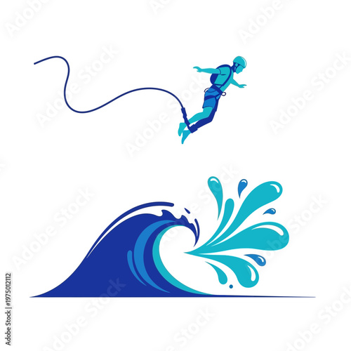 Extreme Bungee Jumping Over Crashing Ocean Waves Adventure