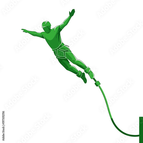 Extreme Bungee Jumper Soaring Through The Air With Energy