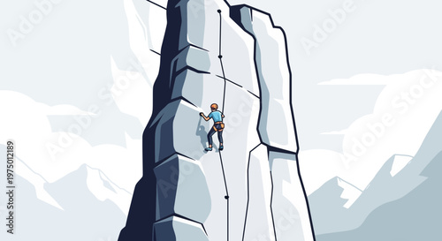 Extreme Climber Ascends Towering Ice-Covered Peak Solo Adventure