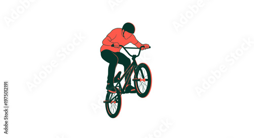 Extreme Cyclist Performing A Wheelie On A Bicycle