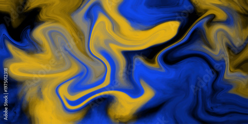 Abstract surreal acrylic fire flames wallpaper template. Orange bright fire blue marble texture liquid design background. Luxurious flow liquid lines design element.  Liquify Abstract Pattern.