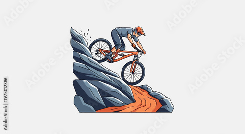 Extreme Mountain Biker Navigates Rocky Terrain With Thrilling Descent