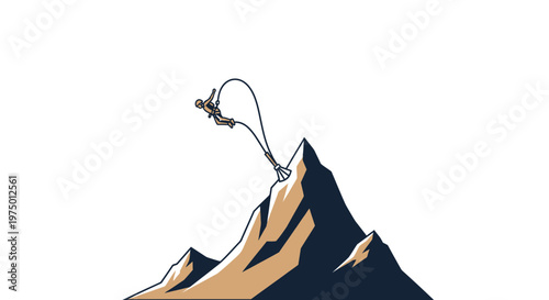Extreme Mountain Bungee Jump Adventure Action Silhouette Concept