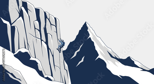 Extreme Mountain Climbing Adventure In A Stylized Graphic Landscape