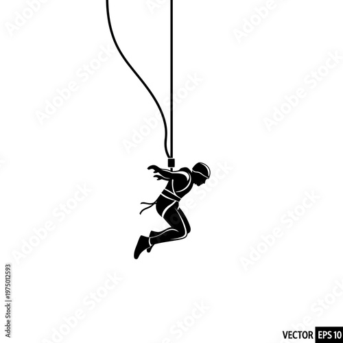 Extreme Athlete Ascending High Above Thrilling Descent Silhouette Icon