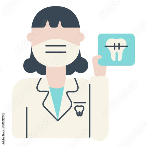 A dentist holding a dental X-ray