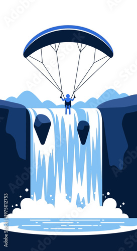 Extreme Paragliding Adventure Over Majestic Waterfall