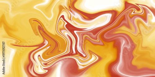 Abstract surreal acrylic fire flames wallpaper template. Orange bright fire red marble texture liquid design background. Luxurious flow liquid lines design element.  Liquify Abstract Pattern.