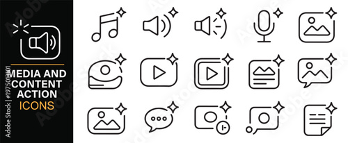 Audio video controls and UI icons set vector