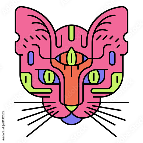 Psychedelic cat figure