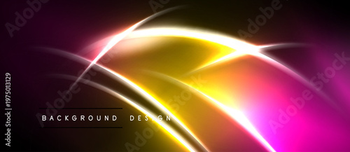 Abstract neon glow design. Vibrant colors blend, creating dynamic visual effect. Dark background emphasizes bright shapes.