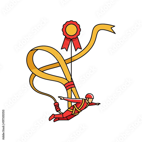 Extreme Sports Achievement Award Symbol and Adventurous Skydiving Moment