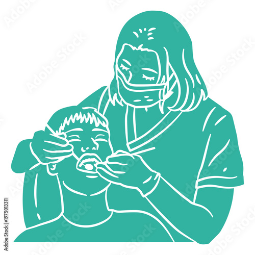 Dentist taking care of the oral health of a young patient