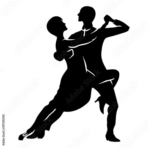 Enchanting dance of a man and woman in silhouette