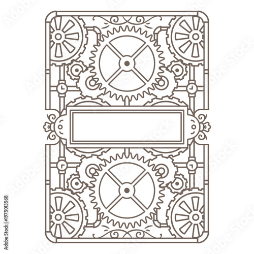 Designs with a steampunk-inspired look featuring intricate clockwork-like shapes with a vintage flair