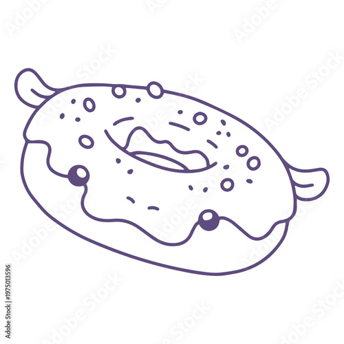 Quadro su tela Hippo donut stroke character