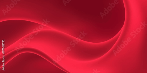Abstract red silk and satin fabric background featuring smooth flowing waves of soft textile motion with a light curve design on a red backdrop wallpaper