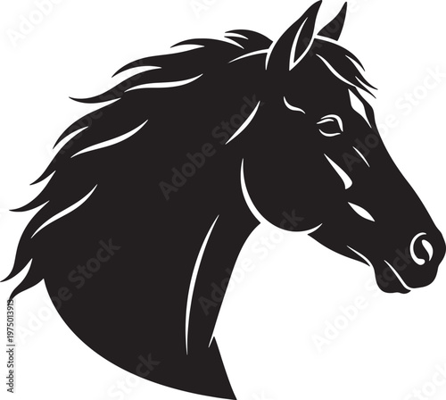 Title majestic horse head silhouette a powerful and elegant black profile description a striking black silhouette of a horse's head