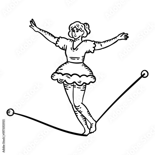 Circus gymnastics people character stroke