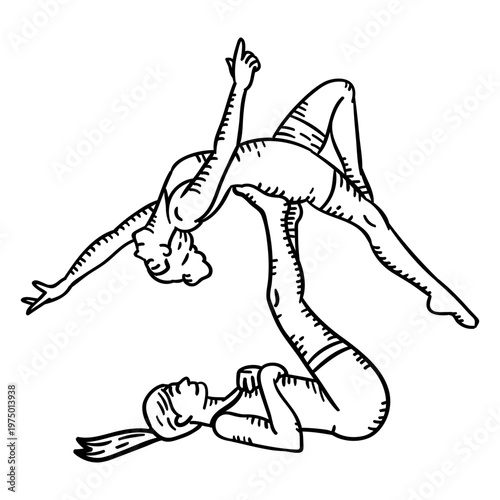 Circus gymnastics characters stroke