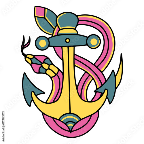 Anchor snake tattoo