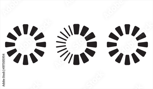 Loading spinner icon set with radial segmented circles for UI UX and web progress indicators